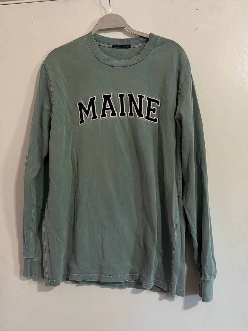 Brandy Melville MAINE Long-Sleeve Crewneck in Sage Green